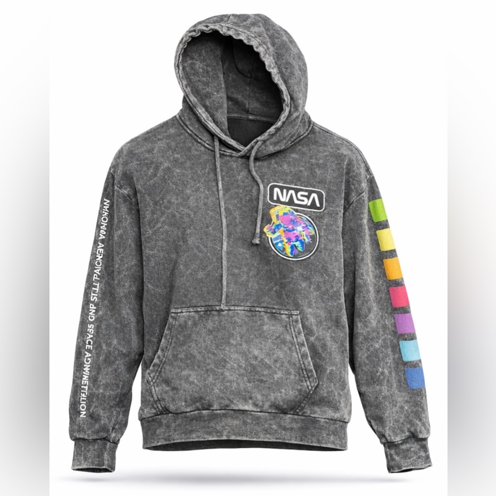 Hyper Space NASA Gray Hoodie with Colorful Accents Size Medium  🌈